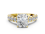 Yellow gold Radiant Cut Diamond Pavé Band Solitaire with Four-Prong Setting_25