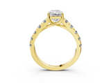 Yellow gold Radiant Cut Diamond Pavé Band Solitaire with Four-Prong Setting_28