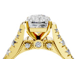 Yellow gold Radiant Cut Diamond Pavé Band Solitaire with Four-Prong Setting_29