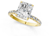 Yellow gold Radiant Cut Diamond Pavé Band Solitaire with Four-Prong Setting_5