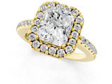 Yellow gold Radiant Cut Diamond Pavé Halo Ring with Four-Prong Setting_32