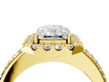 Yellow gold Radiant Cut Diamond Pavé Halo Ring with Four-Prong Setting_35
