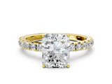 Yellow gold Radiant Cut Diamond Pavé Solitaire Engagement Ring with Four-Prong Setting_75