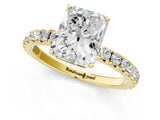 Yellow gold Radiant Cut Diamond Pavé Solitaire Engagement Ring with Four-Prong Setting_76