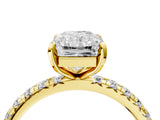 Yellow gold Radiant Cut Diamond Pavé Solitaire Ring with Round Band and Prong Setting_16