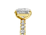 Yellow gold Radiant Cut Diamond Pavé Solitaire Ring with Round Band and Prong Setting_17