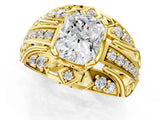 Yellow gold Radiant Cut Diamond Pave Art Deco Split Shank Ring with Four-Prong Setting_10