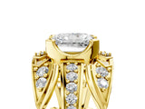 Yellow gold Radiant Cut Diamond Pave Art Deco Split Shank Ring with Four-Prong Setting_14