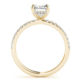 10K Yellow Gold 1.08 Carat D VS1 Radiant Cut Diamond Pave Band Solitaire Ring with Four-Prong Setting