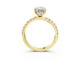 Yellow gold Radiant Cut Diamond Pave Band Solitaire Ring with Four-Prong Setting_118