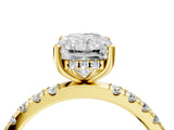 Yellow gold Radiant Cut Diamond Pave Band Solitaire Ring with Four-Prong Setting_119