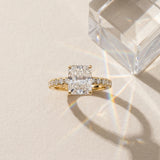 Yellow gold Radiant Cut Diamond Pave Band Solitaire Ring with Four-Prong Setting_138
