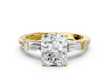 Yellow gold Radiant Cut Diamond Ring with Baguette Side Stones, Channel Set Band, and Four-Prong Setting_17
