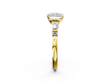 Yellow gold Radiant Cut Diamond Ring with Baguette Side Stones, Channel Set Band, and Four-Prong Setting_19