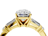 Yellow gold Radiant Cut Diamond Ring with Baguette Side Stones, Channel Set Band, and Four-Prong Setting_21