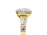 Yellow gold Radiant Cut Diamond Ring with Baguette Side Stones, Channel Set Band, and Four-Prong Setting_22