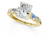 Yellow gold Radiant Cut Diamond Ring with Baguette Side Stones, Channel Set Band, and Four-Prong Setting_34