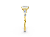 Yellow gold Radiant Cut Diamond Ring with Baguette Side Stones, Channel Set Band, and Four-Prong Setting_35