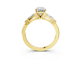 Yellow gold Radiant Cut Diamond Ring with Baguette Side Stones, Channel Set Band, and Four-Prong Setting_36