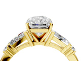 Yellow gold Radiant Cut Diamond Ring with Baguette Side Stones, Channel Set Band, and Four-Prong Setting_37