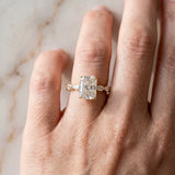 Yellow gold Radiant Cut Diamond Ring with Marquise Side Stones and Prong Setting_95