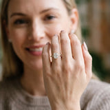 Yellow gold Radiant Cut Diamond Ring with Marquise Side Stones and Prong Setting_97