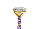 Yellow gold Radiant Cut Diamond Ring with Marquise and Round with Amethyst side stone Side Stones and Four-Prong Setting_29