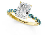 Yellow gold Radiant Cut Diamond Ring with Marquise and Round with Blue Topaz side stone Side Stones and Four-Prong Setting_25