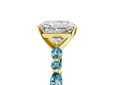 Yellow gold Radiant Cut Diamond Ring with Marquise and Round with Blue Topaz side stone Side Stones and Four-Prong Setting_29