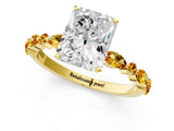 Yellow gold Radiant Cut Diamond Ring with Marquise and Round with Citrine side stone Side Stones and Four-Prong Setting_13