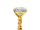 Yellow gold Radiant Cut Diamond Ring with Marquise and Round with Citrine side stone Side Stones and Four-Prong Setting_17