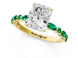 Yellow gold Radiant Cut Diamond Ring with Marquise and Round with Emerald side stone Side Stones and Four-Prong Setting_61