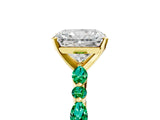 Yellow gold Radiant Cut Diamond Ring with Marquise and Round with Emerald side stone Side Stones and Four-Prong Setting_65
