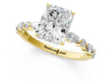 Yellow gold Radiant Cut Diamond Ring with Marquise and Round with Moissanite side stone Side Stones and Four-Prong Setting_61