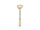 Yellow gold Radiant Cut Diamond Ring with Marquise and Round with Moissanite side stone Side Stones and Four-Prong Setting_62