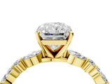 Yellow gold Radiant Cut Diamond Ring with Marquise and Round with Moissanite side stone Side Stones and Four-Prong Setting_64