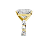 Yellow gold Radiant Cut Diamond Ring with Marquise and Round with Moissanite side stone Side Stones and Four-Prong Setting_65