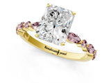 Yellow gold Radiant Cut Diamond Ring with Marquise and Round with Morganite side stone Side Stones and Four-Prong Setting_25