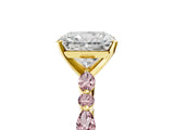 Yellow gold Radiant Cut Diamond Ring with Marquise and Round with Morganite side stone Side Stones and Four-Prong Setting_29