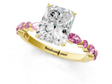 Yellow gold Radiant Cut Diamond Ring with Marquise and Round with Pink Sapphire side stone Side Stones and Four-Prong Setting_13