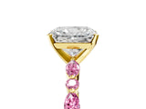 Yellow gold Radiant Cut Diamond Ring with Marquise and Round with Pink Sapphire side stone Side Stones and Four-Prong Setting_17