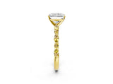 Yellow gold Radiant Cut Diamond Ring with Marquise and Round with Yellow Sapphire side stone Side Stones and Four-Prong Setting_26
