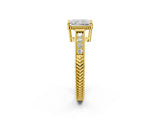 Yellow gold Radiant Cut Diamond Ring with Milgrain Pavé Band and Four-Prong Setting_26
