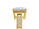 Yellow gold Radiant Cut Diamond Ring with Milgrain Pavé Band and Four-Prong Setting_29
