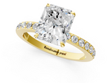 18K Yellow Gold 3.32 Carat F VVS2 Radiant Diamond Pavé Engagement Ring with Round Accents and Prong Setting