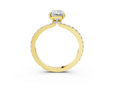18K Yellow Gold 3.32 Carat F VVS2 Radiant Diamond Pavé Engagement Ring with Round Accents and Prong Setting