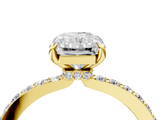 18K Yellow Gold 3.32 Carat F VVS2 Radiant Diamond Pavé Engagement Ring with Round Accents and Prong Setting