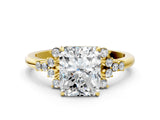 Yellow gold Radiant Cut Diamond Ring with Side Stones and Four-Prong Setting_84