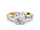 Yellow gold Radiant Cut Diamond Ring with Tapered Baguette Side Stones in Four-Prong Setting_15