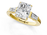 Yellow gold Radiant Cut Diamond Ring with Tapered Baguette Side Stones in Four-Prong Setting_16